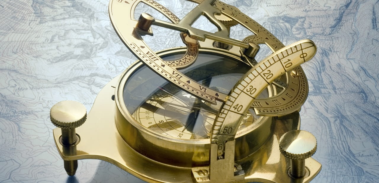 Abstract gold compass