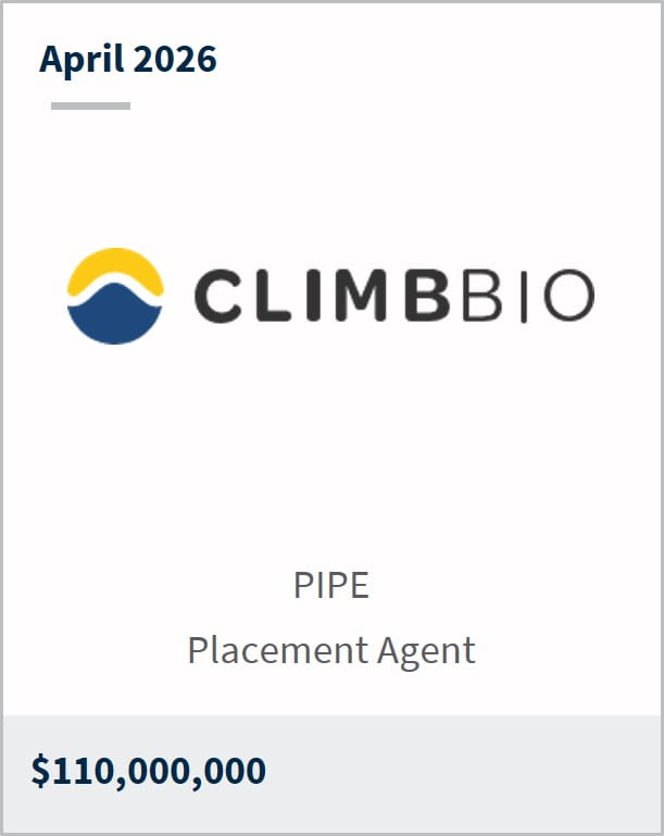 April 2026 Climb Bio PIPE Placement Agent $110,000,000