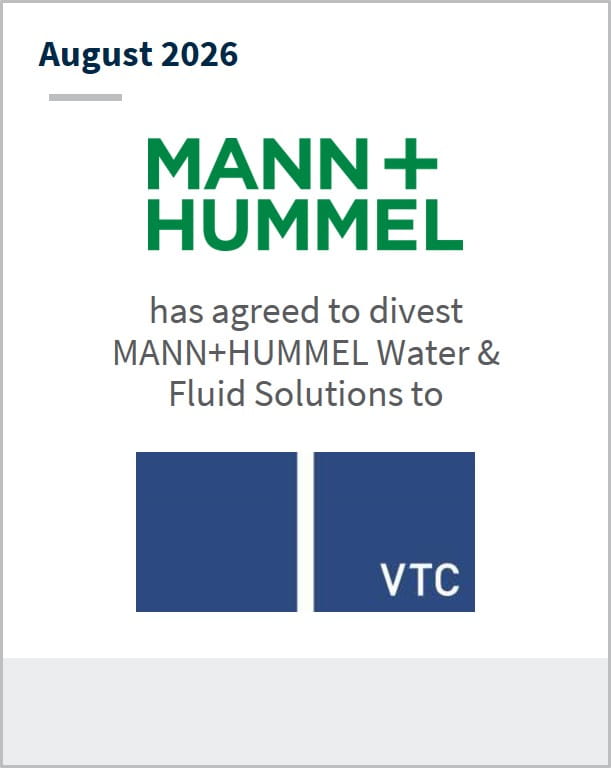 August 2026 MANN+HUMMEL has agreed to divest MANN+HUMMEL Water & Fluid Solutions to VTC