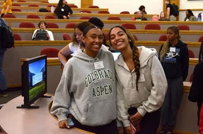 Two Big Brothers Big Sisters School-to-Work "Littles" pose together