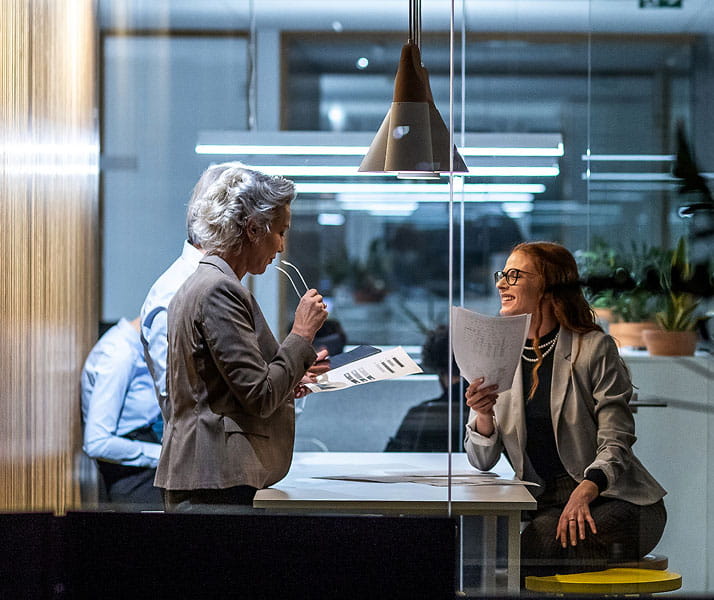 Business people working late